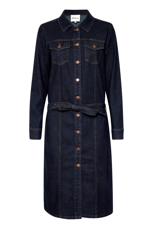 My Essential Wardrobe Kjole - LaraMW 115 Shirtdress, Dark Blue Un-wash