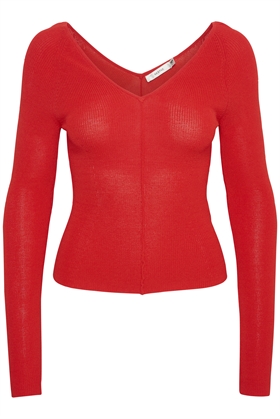 Gestuz Bluse - MonaGZ v-neck blouse, Red Alert