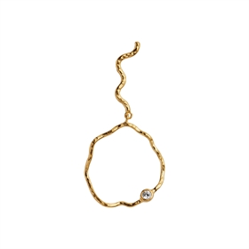 Stine A Øreringe - 1266-02-L Wavy Circle Earring with Stone, Gold