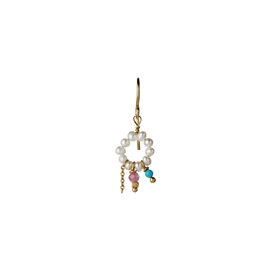 Stine A Øreringe - 1286-02-S Petit Heavenly Pearl Dream Earring, Gold, Turquioise and Pink