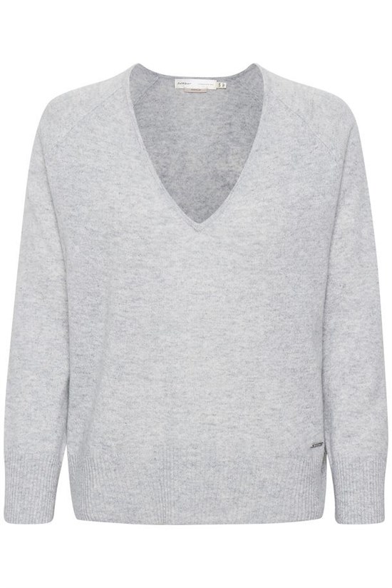 InWear - Lukka V-neck Pullover Premium, Light grey melange