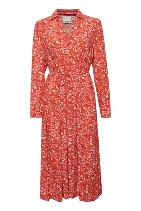 ICHI Kjole - IHTUSNELDA Dress, Orange.com Flower AOP