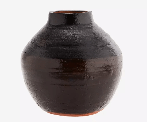 Madam Stoltz Vase - Earthenware Vase, Black/Brown