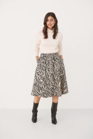 Part Two Nederdel - IngaPW Skirt, Cement Zebra