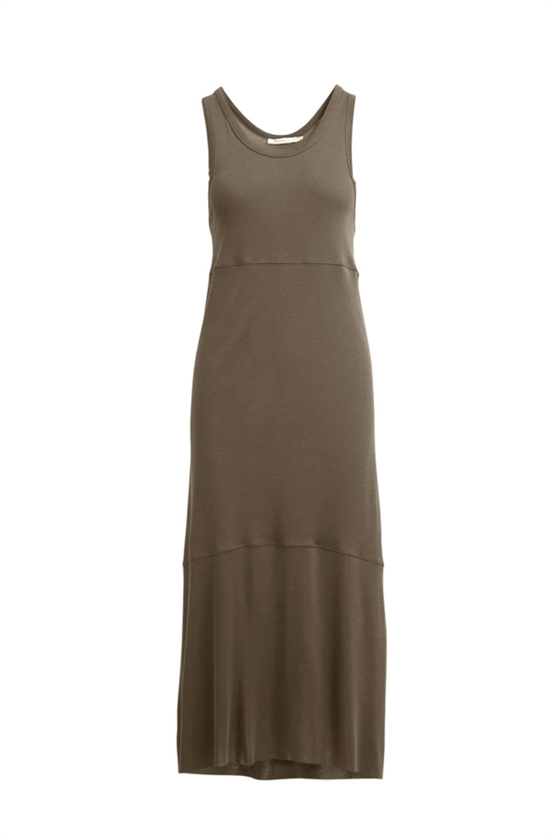 Rabens Saloner kjole - Aska Seamed jersey long tank dress, Moss Green