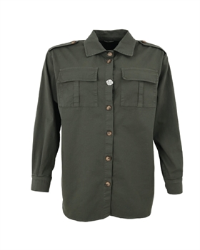 Black Colour Skjorte - 40501 BCCANVAS, Army
