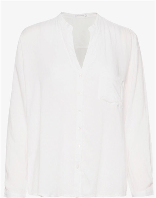 Rabens Saloner Bluse - Emma Herringbone Classic Shirt, White