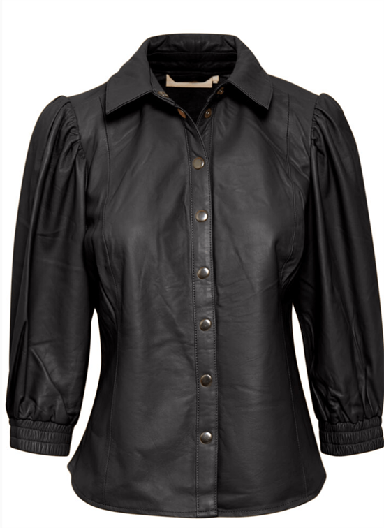 Karen By Simonsen Skindskjorte - EvinKB Leather Shirt, Meteorite