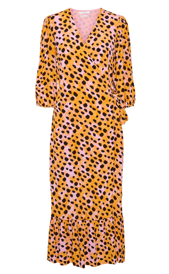 Gestuz Kjole - UrielGZ Wrap Dress, Orange Leo