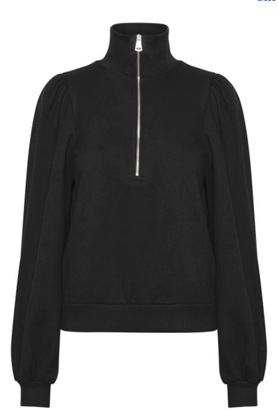 Gestuz Sweatshirt - NankitaGZ zipper sweatshirt, Black