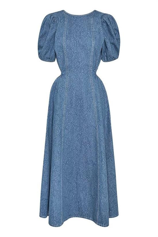Gestuz Kjole - AbrilGZ long dress, Light Blue Laser Print
