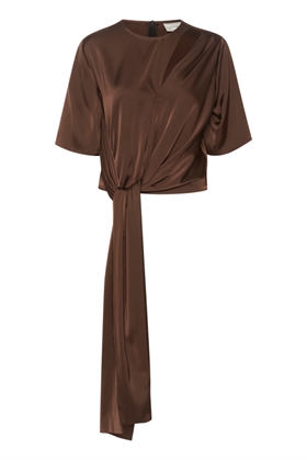 Gestuz Bluse - HarperGZ knot blouse, Dark Brown