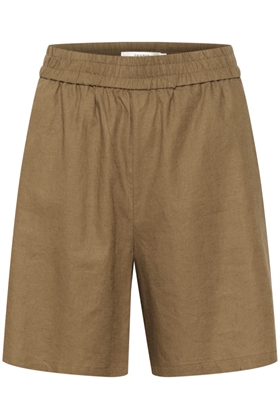 Gestuz Shorts - LizaGZ linen HW shorts, Stone Gray