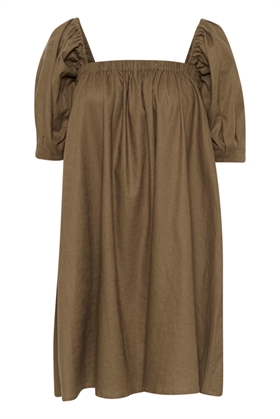 Gestuz Kjole - LizaGZ linen short dress, Stone Gray