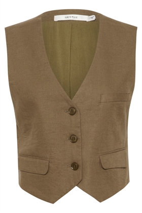 Gestuz Vest - LizaGZ linen waistcoat, Stone Gray