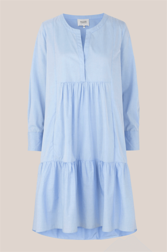 Second Female Skjorte kjole - Heaven LS Midi Dress, Chambray Blue