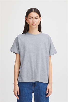 ICHI T-shirt - IHPALMER LOOSE SS, Grey Melange