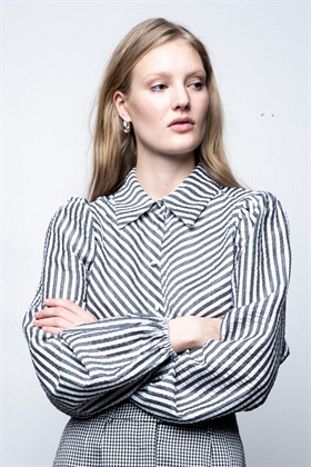 ICHI Skjorte - IXSTACY Shirt, Meteorite/White Stripe