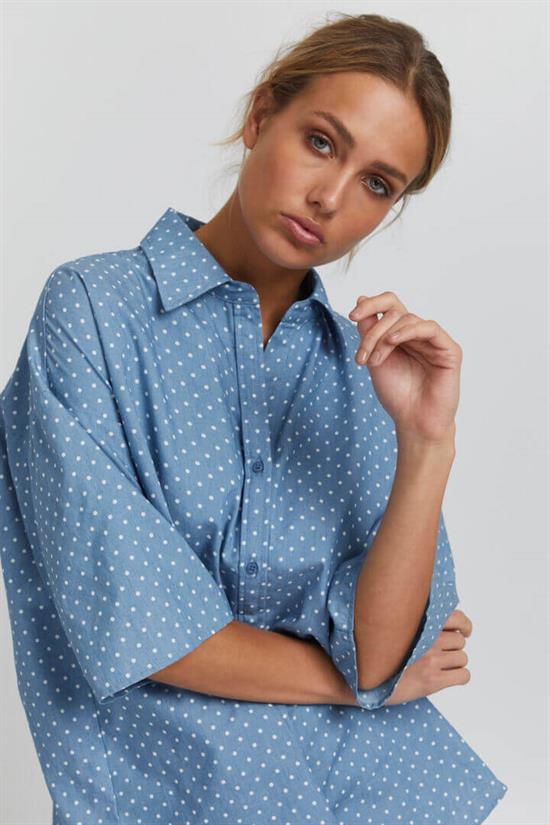 ICHI Skjorte - IXSTORMIE DOT Shirt, Blue Shadow Denim With Dots