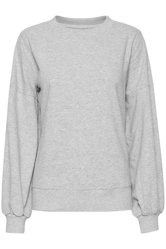 ICHI Sweatshirt - IHLorena Sweatshirt, Grey Melange