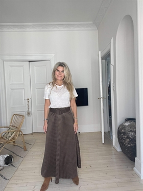 Sirups egne favoritter Nederdel - A4055-S8 Belted Pattern Skirt, Brown