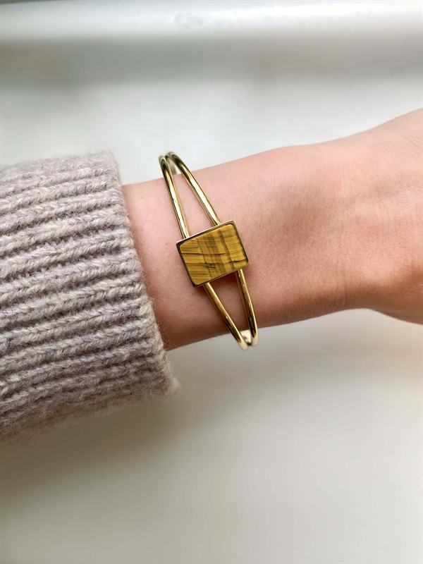 Sirups egne favoritter Armbånd - Rock bangle bracelet, Gold w. brown