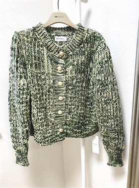 Sirups egne favoritter Strik - Pearl Button Knit Cardi, Green w. gold