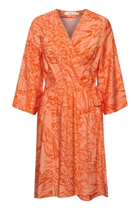 InWear Kjole - DritaIW Wrap Dress, Cantaloupe Big Abstract
