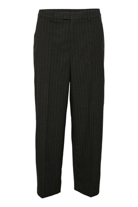 Kaffe Bukser - KATya Wide Pants Cropped, Dark Grey Melange Stripe