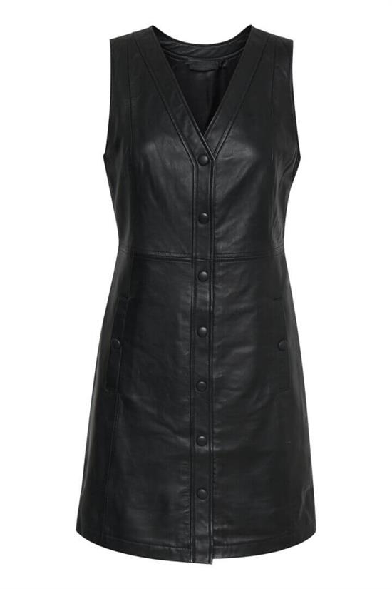 Karen By Simonsen Kjole - JoanaKB Leather Dress, Meteorite