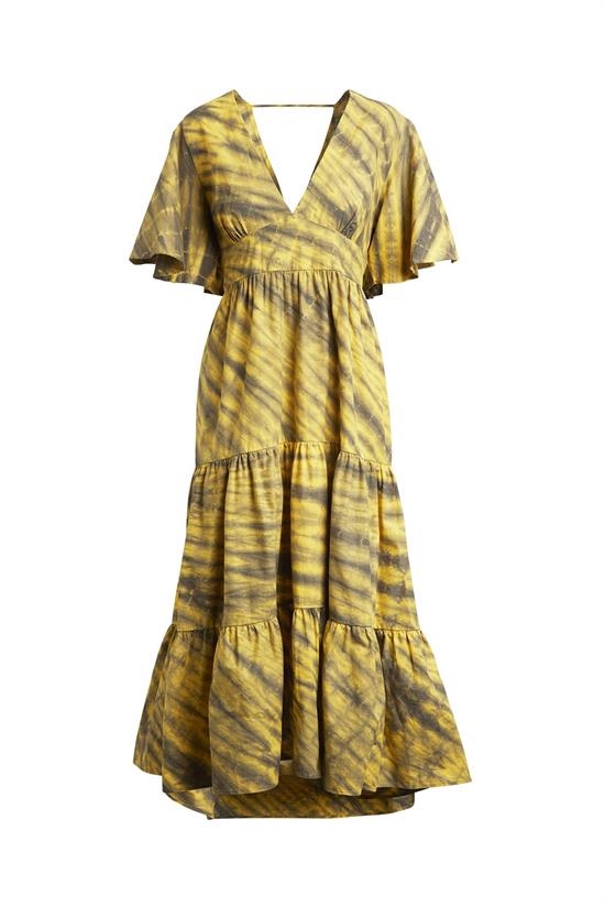Rabens Saloner Kjole - Kristie Windstorm Long Dress, Yellow Combo