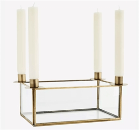 Madam Stoltz Lysestage - Glass Box With Candle Holders