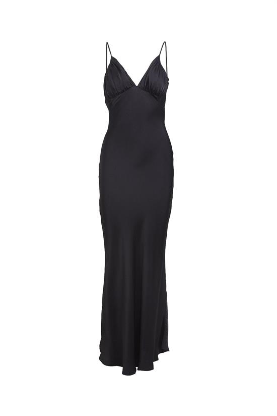 Rabens Saloner Kjole - Meluca Solid Hammered Bias Dress, Black