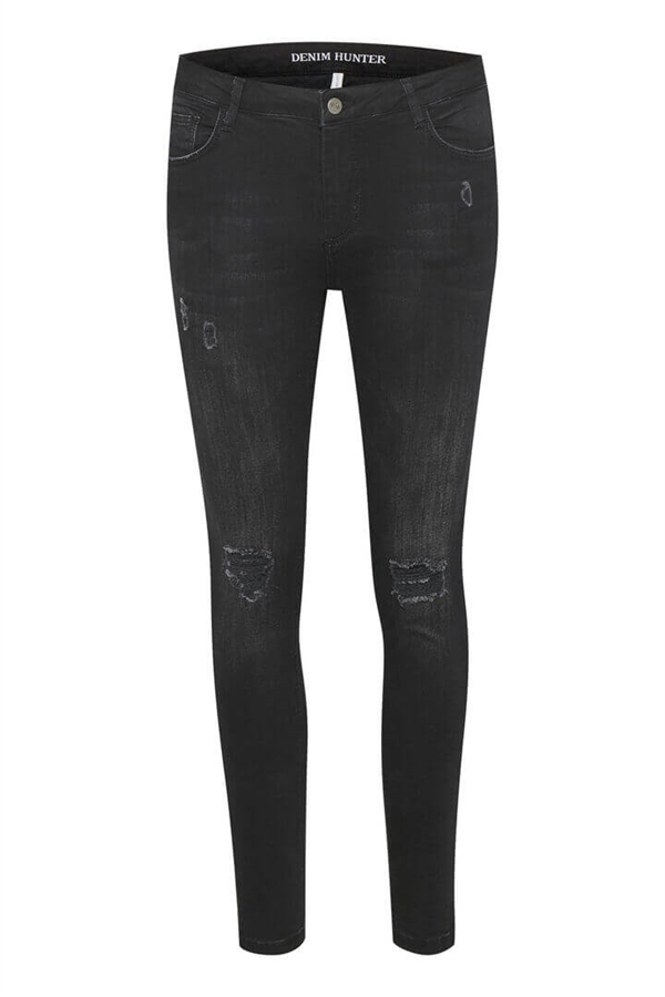 My Essential Wardrobe Jeans - The CelinaZip 100 Torn Y, Black Damage Wash