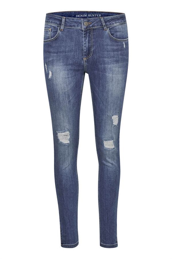 My Essential Wardrobe Jeans - The CelinaZip 100 Torn Y, Blue Damage Wash