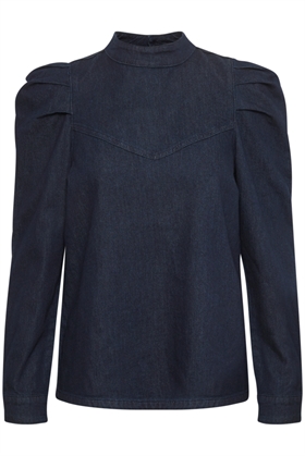 My Essential Wardrobe Skjorte - MWLara Vitus Puff Blouse, Dark Blue Wash