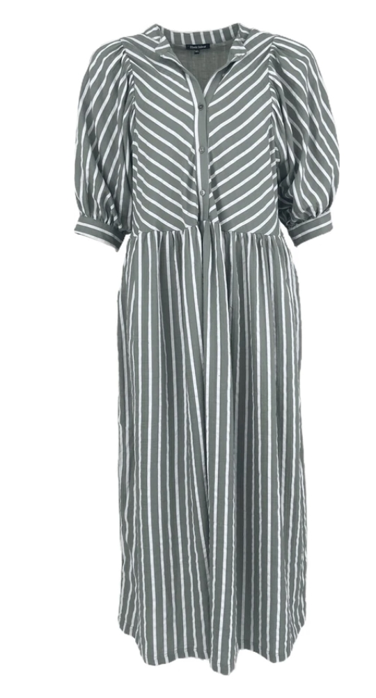 Black Colour Kjole -_Nel Striped Summer Dress, Olive