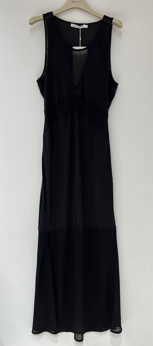 Rabens Saloner Kjole - Beda - Sheer Panel Bias Dress, Caviar Black