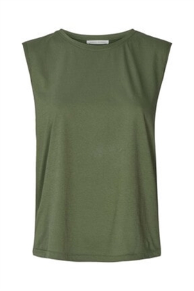 Rabens Saloner T-shirt - Helga - Paper Jersey Tank Tee, Army Dark