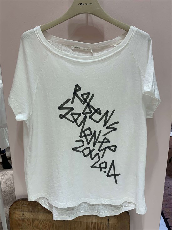 Rabens Saloner T-shirt - Sally RIBBON PRINT RAGLAN T-SHIRT, Off White