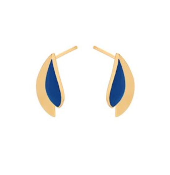 Pernille Corydon ¿reringe - Raindrop Blue Earsticks, Gold Plated 