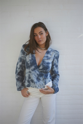 Sky and The Moon Bluse - Eclipse Wrap Top, Indigo Tie Dye