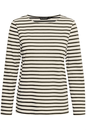 Soaked in Luxury Bluse - SLNeo Tee LS, White W Black Stripe