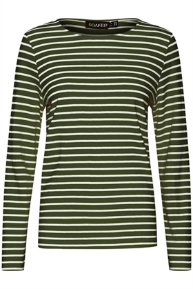 Soaked in Luxury Bluse - SLNeo Tee LS, Kombu Green Stripe