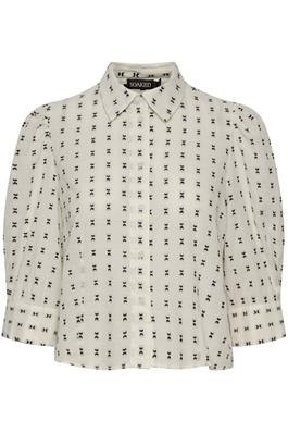 Soaked In Luxury Bluse - SLHella Shirt 3/4, Black And White Dobby