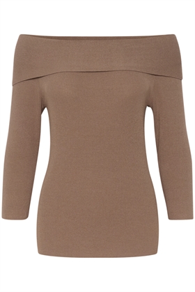 Soaked In Luxury Bluse - SLIndianna Offshoulder Pullover, Walnut