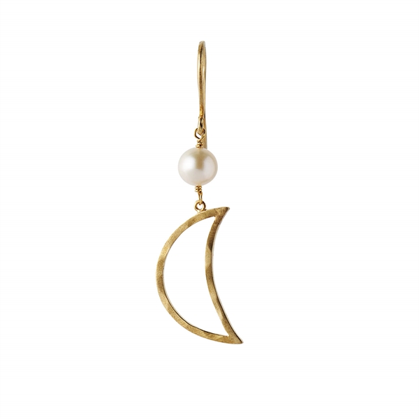 Stine A Øreringe - 1282-02-S Bella Moon Earring With Pearl, Gold