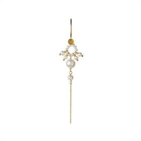 Stine A Øreringe - 1288-02-s Heavenly Pearl Dream Hoop, Gold White Pearls & Chain