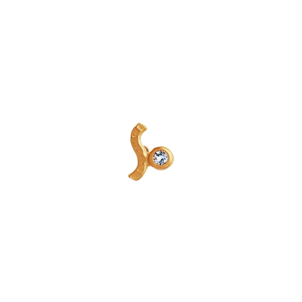 Stine A Øreringe - 1222-02-S Petit Wave Earring, Gold with Stones Light Blue