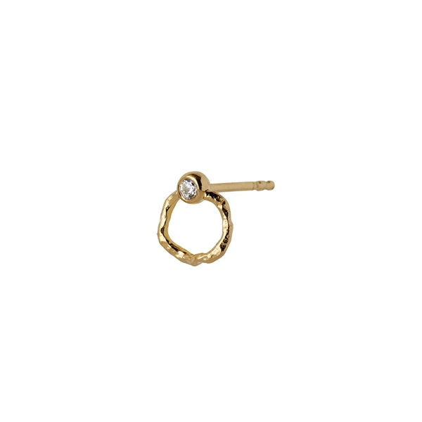 Stine A Øreringe - 1284-02-S Petit Wavy Circle Earring With Stone, Gold